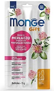 Нrană uscată pentru pisici Monge GIFT SOFTSTICKS SKIN Codfish/Red clover 15gr