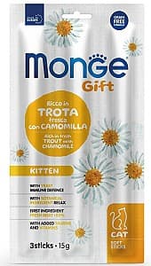 Сухой корм для кошек Monge GIFT SOFTSTICKS KITTEN Trout/Chamomile 15gr