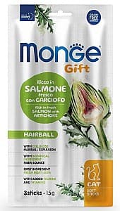 Сухой корм для кошек Monge GIFT SOFTSTICKS HAIRBALL Salmon/Artichoke 15gr