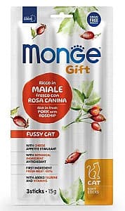 Нrană uscată pentru pisici Monge GIFT SOFTSTICKS FUSSY Pork/Rosehip/Cheese 15gr