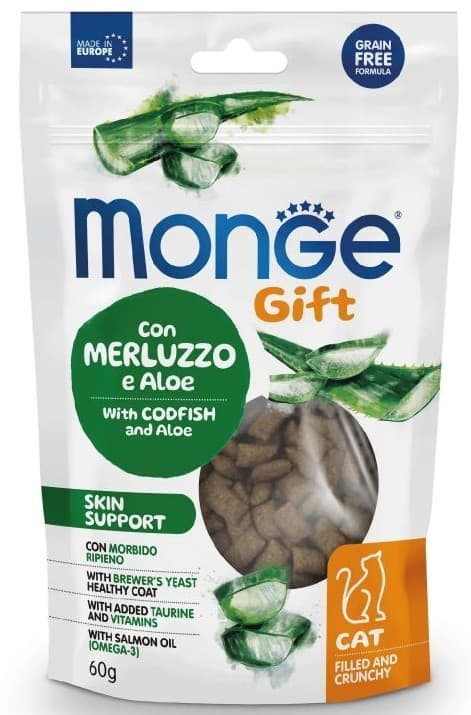 Нrană uscată pentru pisici Monge GIFT FILLED SKIN Codfish/Aloe 60gr