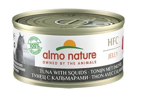 Hrană umedă pentru pisici Almo Nature HFC Can Jelly Tuna with Squids 70g