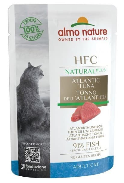 Hrană umedă pentru pisici Almo Nature HFC Pouch Natural Plus Atlantic Tuna 55g