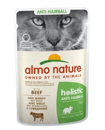 Hrană umedă pentru pisici Almo Nature HOLISTIC Pouch Hairball Beef 70g