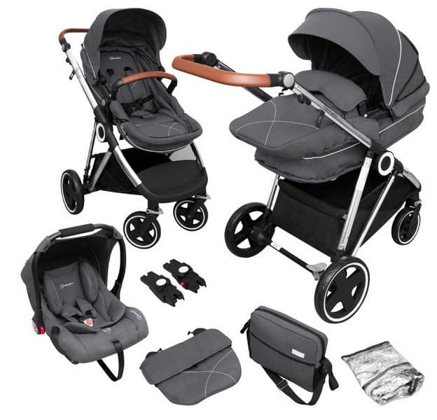 Carucior modular BabyGo 3in1 Halime Grey/Silver