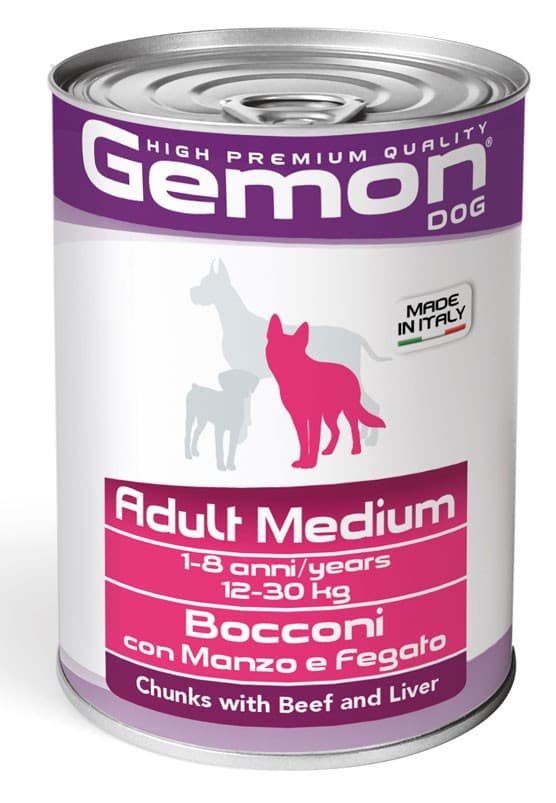 Hrană umedă pentru câini Gemon MEDIUM ADULT BEEF/LIVER 415gr