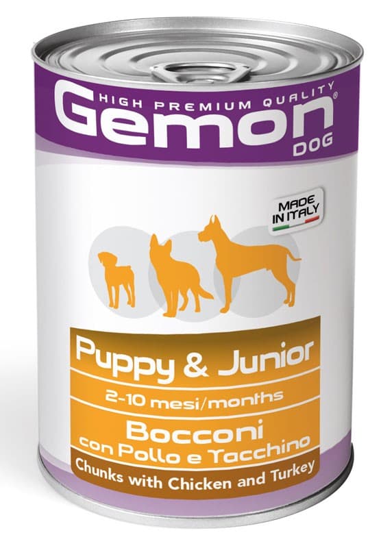 Hrană umedă pentru câini Gemon PUPPY&JUNIOR CHICKEN/TURKEY 415 gr