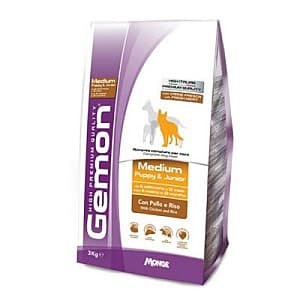 Hrană uscată pentru câini Gemon MEDIUM PUPPY&JUNIOR Chicken/Rice 3kg