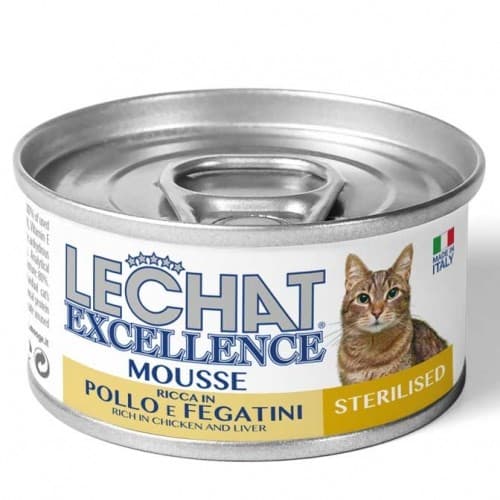 Влажный корм для кошек Monge LECHAT EXCELLENCE MOUSSE STERILISED Chicken/Livers 85gr