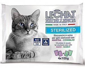 Hrană umedă pentru pisici Monge LECHAT EXCELLENCE POUCH FLOW PACK STERILISED Duck/Rabbit 400gr