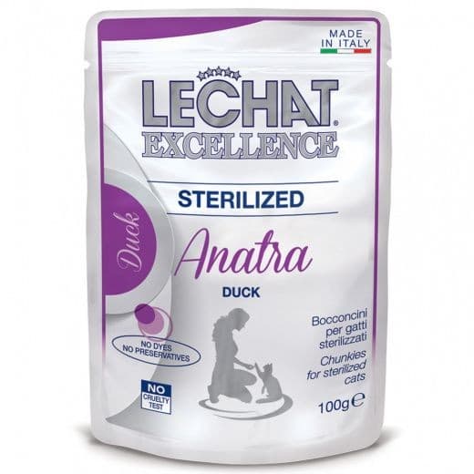 Hrană umedă pentru pisici Monge LECHAT EXCELLENCE POUCH STERILISED DUCK 100gr