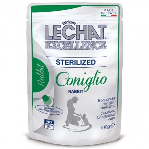 Hrană umedă pentru pisici Monge LECHAT EXCELLENCE POUCH STERILISED RABBIT 100gr