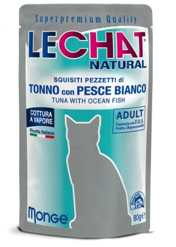 Влажный корм для кошек Monge LECHAT NATURAL Pouch Tuna and ocean fish 80gr