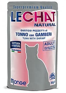 Hrană umedă pentru pisici Monge LECHAT NATURAL Pouch Tuna and shrimps 80gr