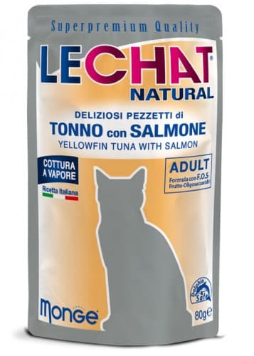 Hrană umedă pentru pisici Monge LECHAT NATURAL Pouch Tuna and salmon 80gr