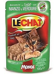 Hrană umedă pentru pisici Monge LECHAT Pouch Chunkies Beef and vegetables 100gr