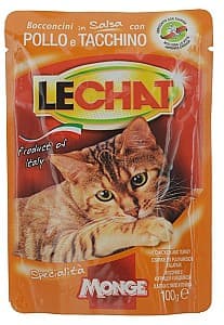 Hrană umedă pentru pisici Monge LECHAT Pouch Chunkies Chicken and turkey 100gr