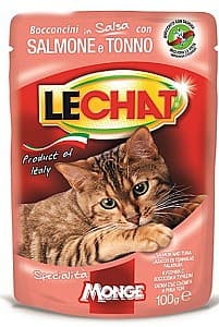 Hrană umedă pentru pisici Monge LECHAT Pouch Chunkies Tuna and salmon 100gr