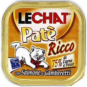 Hrană umedă pentru pisici Monge LECHAT RICCO Pate Salmon and shrimps 100gr