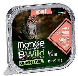 Hrană umedă pentru pisici Monge BWILD ADULT Salmone/Vegetables 100gr