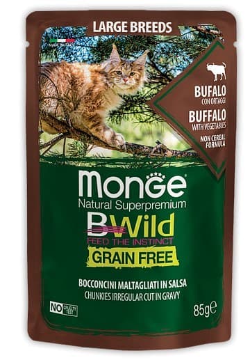 Влажный корм для кошек Monge BWILD POUCH LB Buffalo/Vegetables 85gr