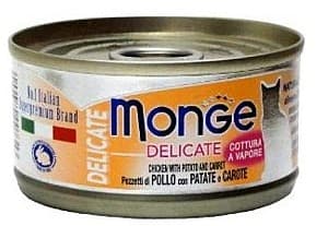 Влажный корм для кошек Monge DELICATE Can Chicken with carrot and potatoes 80gr