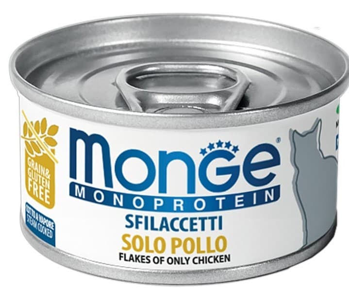 Hrană umedă pentru pisici Monge FLAKES MONOPROTEIN CHICKEN 80gr