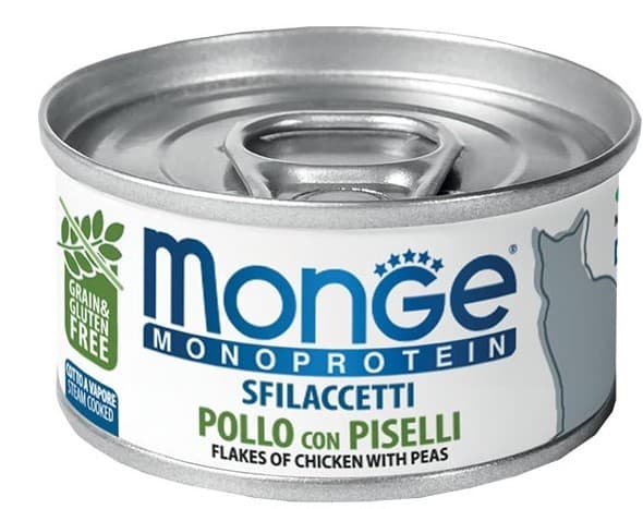 Hrană umedă pentru pisici Monge FLAKES MONOPROTEIN CHICKEN WITH PEAS 80gr