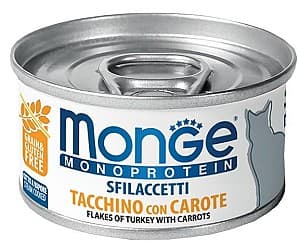 Влажный корм для кошек Monge FLAKES MONOPROTEIN TURKEY WITH CARROT 80gr