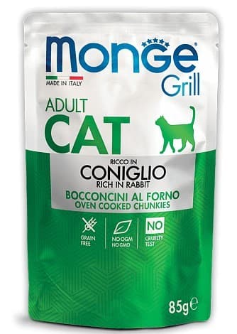 Влажный корм для кошек Monge GRILL POUCH ADULT RABBIT 85gr