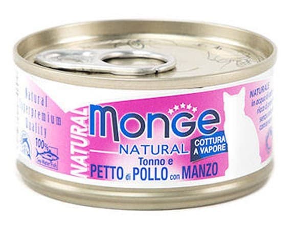 Hrană umedă pentru pisici Monge NATURAL Can Tuna&chicken with beef 80gr