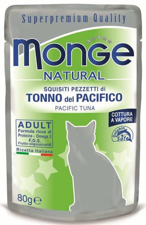 Hrană umedă pentru pisici Monge NATURAL Pouch Pacific tuna in jelly 80gr