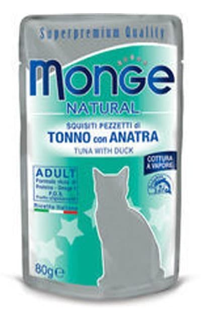 Hrană umedă pentru pisici Monge NATURAL Pouch Tuna with duck in jelly 80gr