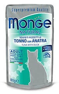 Влажный корм для кошек Monge NATURAL Pouch Tuna with duck in jelly 80gr