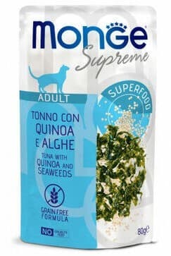 Влажный корм для кошек Monge POUCH SUPREME ADULT Tuna/Quinoa/Seaweeds 80gr