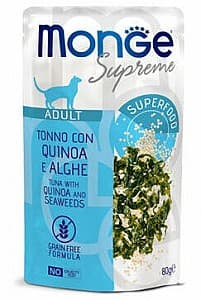 Hrană umedă pentru pisici Monge POUCH SUPREME ADULT Tuna/Quinoa/Seaweeds 80gr