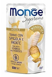 Hrană umedă pentru pisici Monge POUCH SUPREME ADULT Tuna/Seabass/Potatoes 80gr