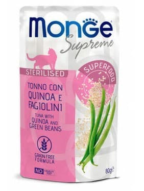 Hrană umedă pentru pisici Monge SUPREME STERILISED Tuna/Quinoa/Green Beans 80gr.