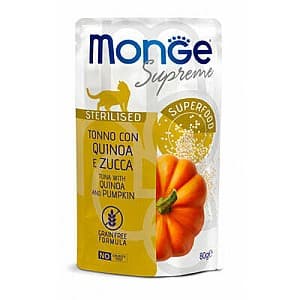 Влажный корм для кошек Monge POUCH SUPREME STERILISED Tuna/Quinoa/Pumpkin 80gr.