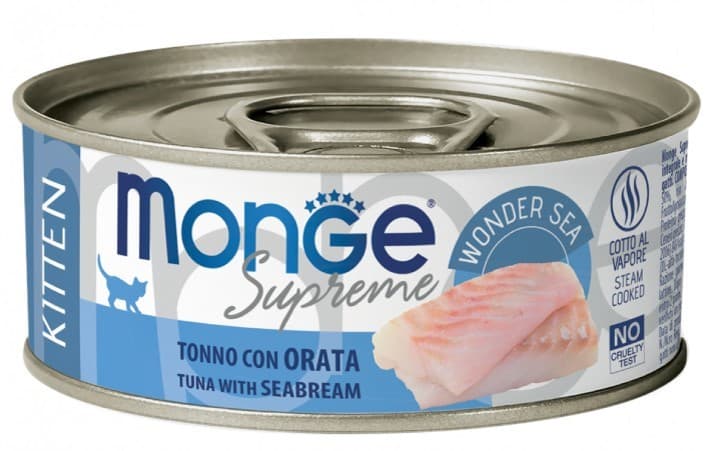 Hrană umedă pentru pisici Monge SUPREME KITTEN Tuna/Seabream 80gr