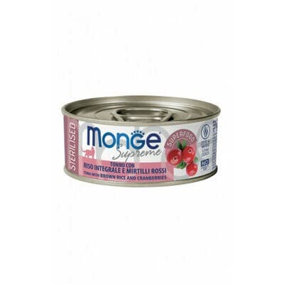 Hrană umedă pentru pisici Monge SUPREME STERILISED Tuna/Rice/Cranberry 80gr