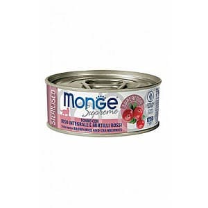 Влажный корм для кошек Monge SUPREME STERILISED Tuna/Rice/Cranberry 80gr