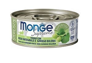 Hrană umedă pentru pisici Monge SUPREME STERILISED Tuna/Rice/Ginkgo Biloba 80gr