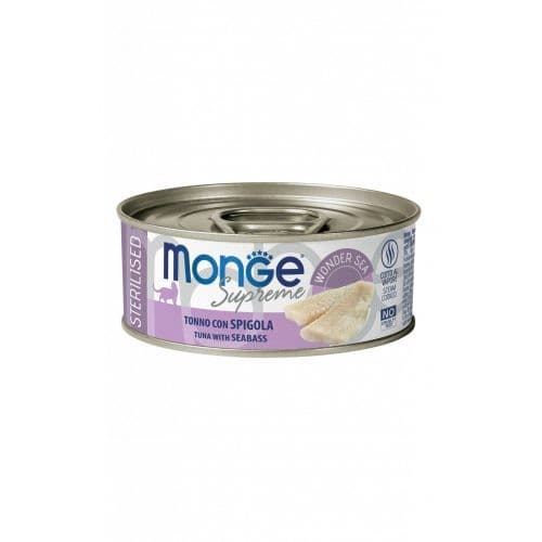 Hrană umedă pentru pisici Monge SUPREME STERILISED Tuna/Seabass 80gr