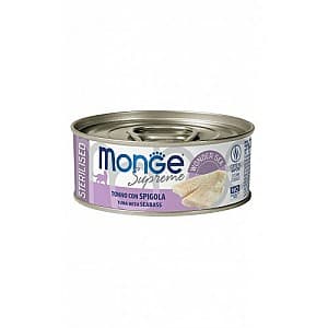 Hrană umedă pentru pisici Monge SUPREME STERILISED Tuna/Seabass 80gr