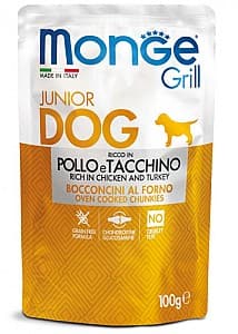 Влажный корм для собак Monge GRILL POUCH JUNIOR CHICKEN/TURKEY 100gr