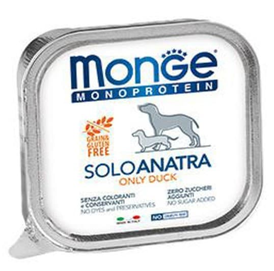 Влажный корм для собак Monge SOLO PATE 100% duck 150gr