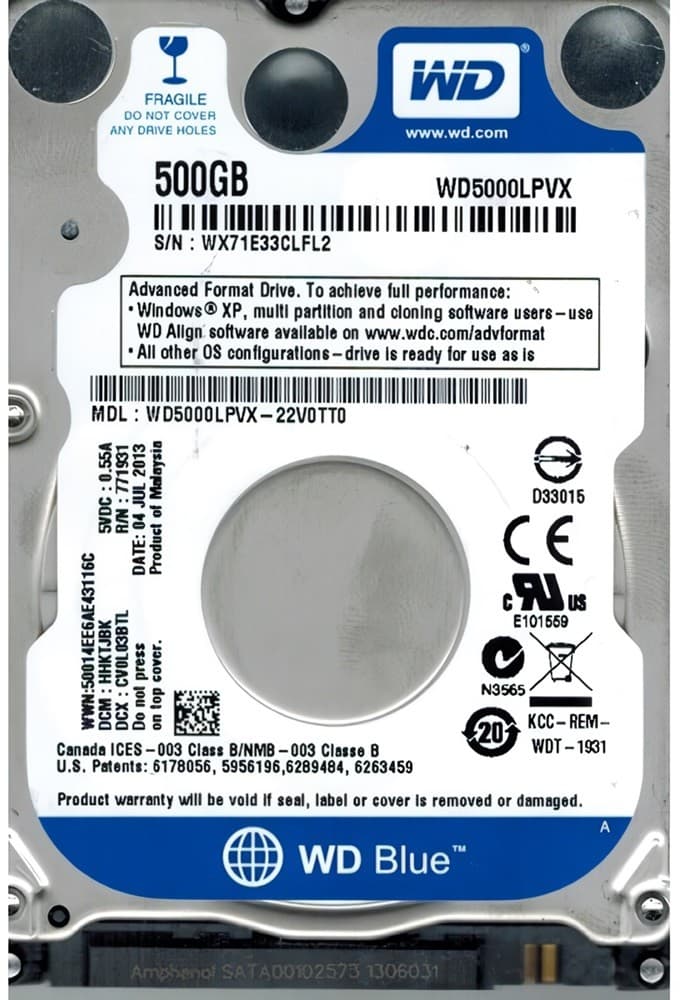 Жестки диск WESTERN DIGITAL Blue WD5000LPVX 500GB (WD5000LPVX-NP)