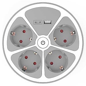 Prelungitor Muhler Multiple socket outlets with key with 4-way and 2-way USB ports type A and C (1006119)