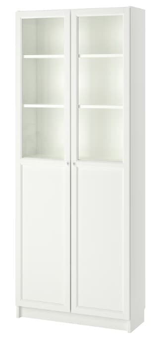 Dulap cu vitrina IKEA Billy panou/usa sticla 80x30x202 Alb